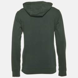Pre Owned Emporio Armani Green Logo Print Cotton Hoodie M