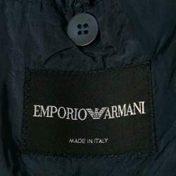 Pre Owned Emporio Armani Blue Wool Zip-Up Blazer L