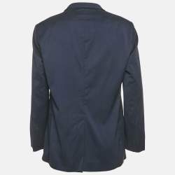 Pre Owned Emporio Armani Blue Wool Zip-Up Blazer L