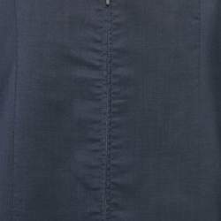 Pre Owned Emporio Armani Blue Wool Zip-Up Blazer L