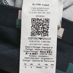 Pre Owned Emporio Armani Blue Geometric Print Jersey Crew Neck T-Shirt S
