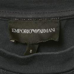 Pre Owned Emporio Armani Blue Geometric Print Jersey Crew Neck T-Shirt S