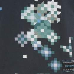 Pre Owned Emporio Armani Blue Geometric Print Jersey Crew Neck T-Shirt S