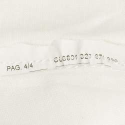 Pre Owned Emporio Armani White Logo Embroidered Cotton Crewneck T-Shirt S 