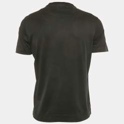 Pre Owned Emporio Armani Black Embroidered Logo Cotton Crewneck T-shirt S