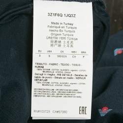 Pre Owned Emporio Armani Navy Blue Logo Print Cotton Zip -Up Polo T-Shirt S