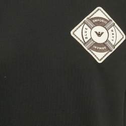 Pre Owned Emporio Armani Black Jersey Applique T-Shirt XS