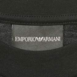 Pre Owned Emporio Armani Black Jersey Applique T-Shirt XS