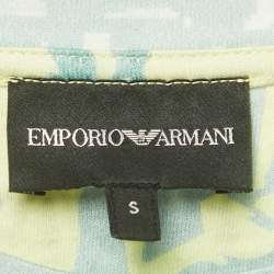 Pre Owned Emporio Armani Green Abstract Print Jersey Crewneck T-Shirt S