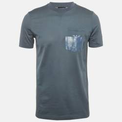 Pre Owned Emporio Armani Blue Cotton Crewneck T-Shirt M