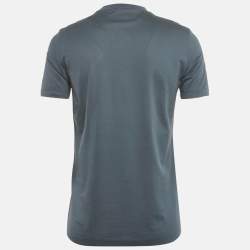 Pre Owned Emporio Armani Blue Cotton Crewneck T-Shirt M