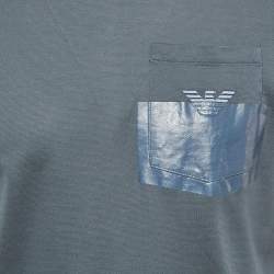 Pre Owned Emporio Armani Blue Cotton Crewneck T-Shirt M