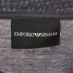 Pre Owned Emporio Armani Grey Printed Jersey Crewneck T-Shirt S