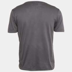 Pre Owned Emporio Armani Grey Printed Jersey Crewneck T-Shirt S