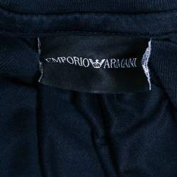 Pre Owned Emporio Armani Navy Blue Logo Embroidered Cotton Crewneck T-Shirt S