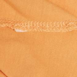 Pre Owned Emporio Armani Light Orange Logo Print Cotton T-Shirt S