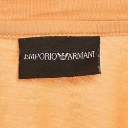 Pre Owned Emporio Armani Light Orange Logo Print Cotton T-Shirt S