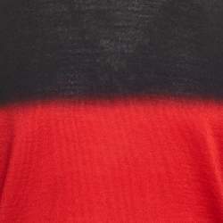 Pre Owned Emporio Armani Black/Red Cotton Long Sleeve Sweater M