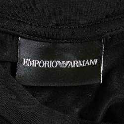 Pre Owned Emporio Armani Black Logo Embroidered Jersey T-Shirt S
