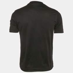 Pre Owned Emporio Armani Black Logo Embroidered Jersey T-Shirt S