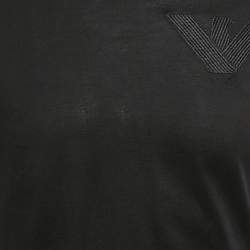 Pre Owned Emporio Armani Black Logo Embroidered Jersey T-Shirt S