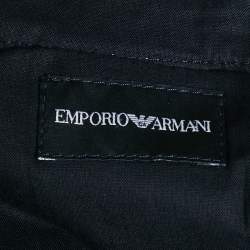 Pre Owned Emporio Armani Blue Textured Checks Wool Shorts S