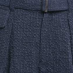 Pre Owned Emporio Armani Blue Textured Checks Wool Shorts S