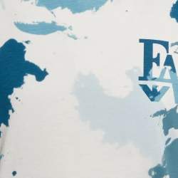 Pre Owned Emporio Armani White/Blue Printed Jersey Crewneck T-Shirt S