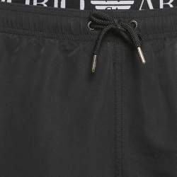Pre Owned Emporio Armani Black Logo Waist  Trim Synthetic Shorts L
