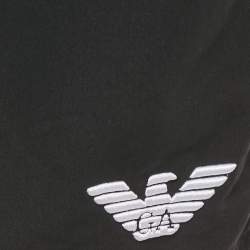 Pre Owned Emporio Armani Black Logo Waist  Trim Synthetic Shorts L