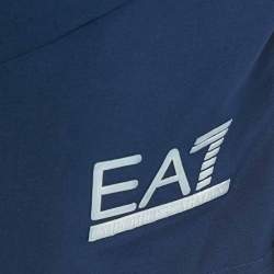 Pre Owned Emporio Armani Blue Logo Print Synthetic Shorts S