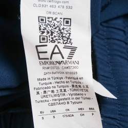 Pre Owned Emporio Armani Blue Logo Print Synthetic Shorts S