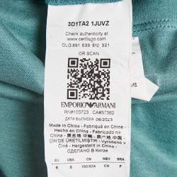 Pre Owned Emporio Armani Blue Logo Embroidered Jersey T-Shirt S