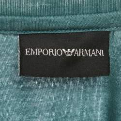 Pre Owned Emporio Armani Blue Logo Embroidered Jersey T-Shirt S