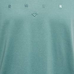 Pre Owned Emporio Armani Blue Logo Embroidered Jersey T-Shirt S