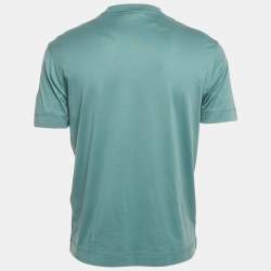 Pre Owned Emporio Armani Blue Logo Embroidered Jersey T-Shirt S