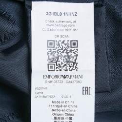 Pre Owned Emporio Armani Navy Blue Synthetic Logo Band Conceal Hood Jacket S