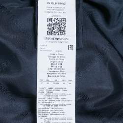 Pre Owned Emporio Armani Navy Blue Synthetic Logo Band Conceal Hood Jacket S