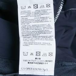 Pre Owned Emporio Armani Navy Blue Synthetic Logo Band Conceal Hood Jacket S