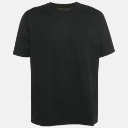 Pre Owned Emporio Armani Black Zig Zag Patterned Cotton T-Shirt XXXL 