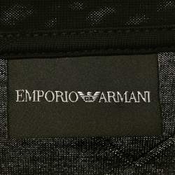 Pre Owned Emporio Armani Black Zig Zag Patterned Cotton T-Shirt XXXL