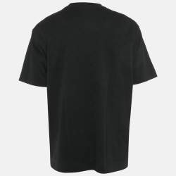 Pre Owned Emporio Armani Black Zig Zag Patterned Cotton T-Shirt XXXL