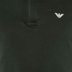 Pre Owned Emporio Armani Green Cotton Polo T-Shirt M