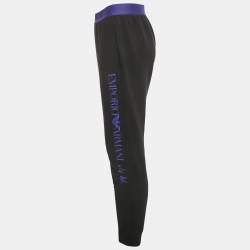 Pre Owned Emporio Armani Underwear Black Cotton Logo Waistband Joggers M