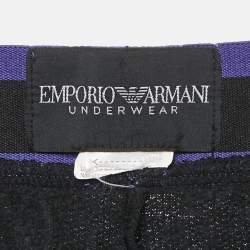 Pre Owned Emporio Armani Underwear Black Cotton Logo Waistband Joggers M
