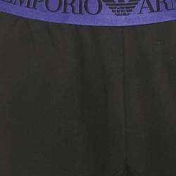 Pre Owned Emporio Armani Underwear Black Cotton Logo Waistband Joggers M