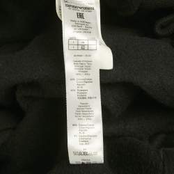 Pre Owned Emporio Armani Black Cotton Logo Print Zip Front Hoodie L