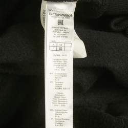 Pre Owned Emporio Armani Black Cotton Logo Print Zip Front Hoodie L