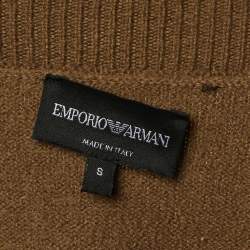 Pre Owned Emporio Armani Brown Wool Knit Button Front Cardigan S