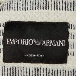 Pre Owned Emporio Armani Monochrome Striped Cotton Button Front Jacket L